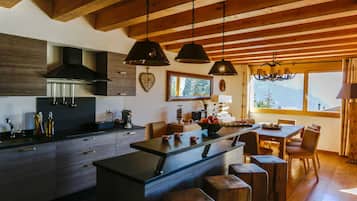 Chalet, 5 Bedrooms (Vieux Bisse) | Private kitchen | Full-size fridge, microwave, stovetop, dishwasher