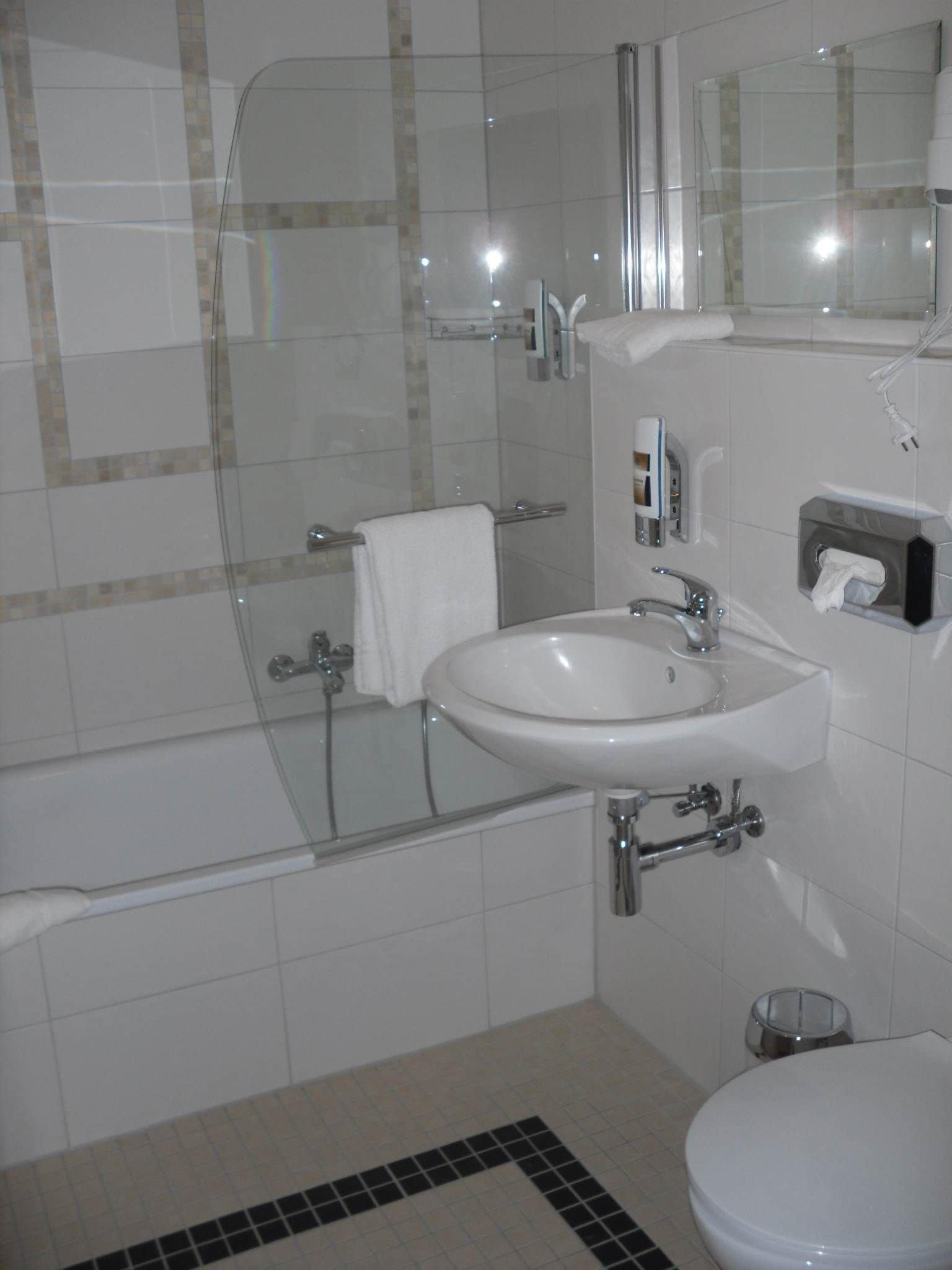 free toiletries, hair dryer, towels