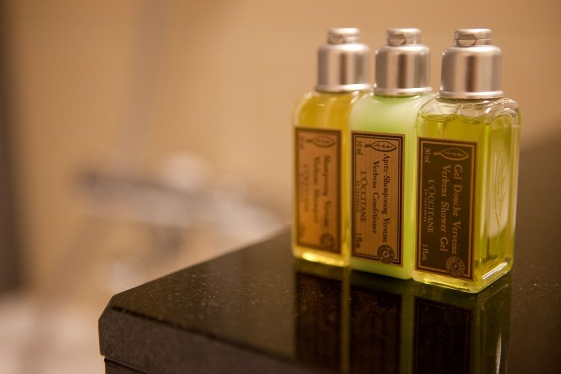 free toiletries, slippers, bidet, towels