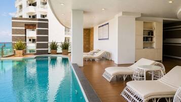 Outdoor pool, pool loungers