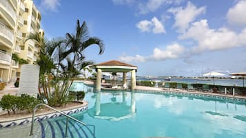 6 outdoor pools, pool umbrellas, pool loungers