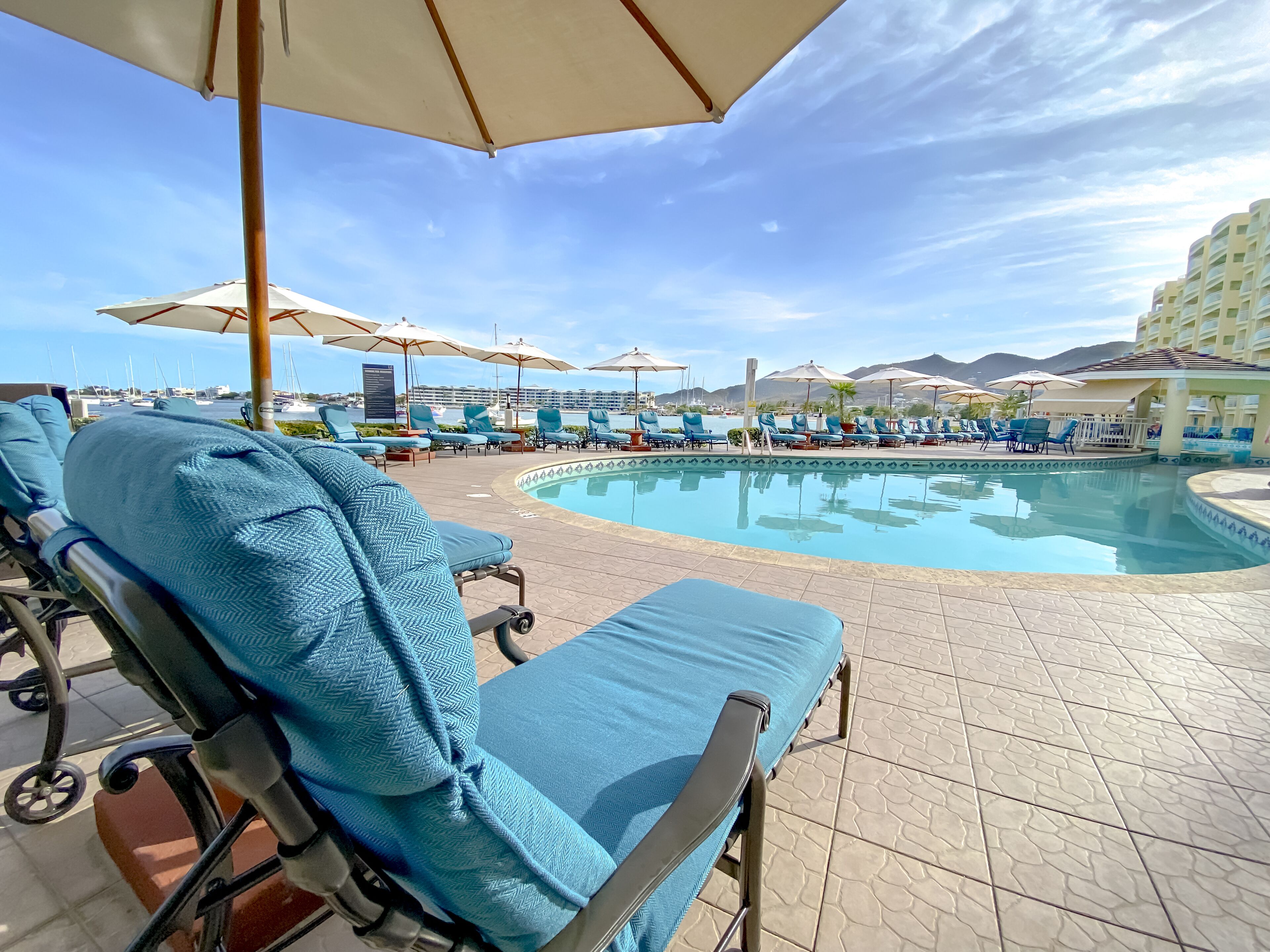 6 outdoor pools, pool umbrellas, pool loungers