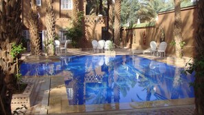 Outdoor pool, pool umbrellas