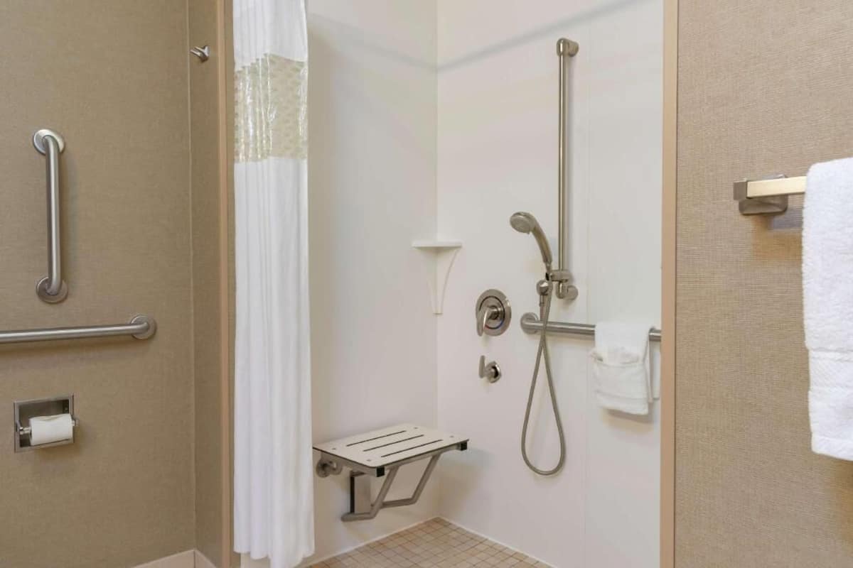 Bathroom | Combined shower/tub, free toiletries, hair dryer, towels