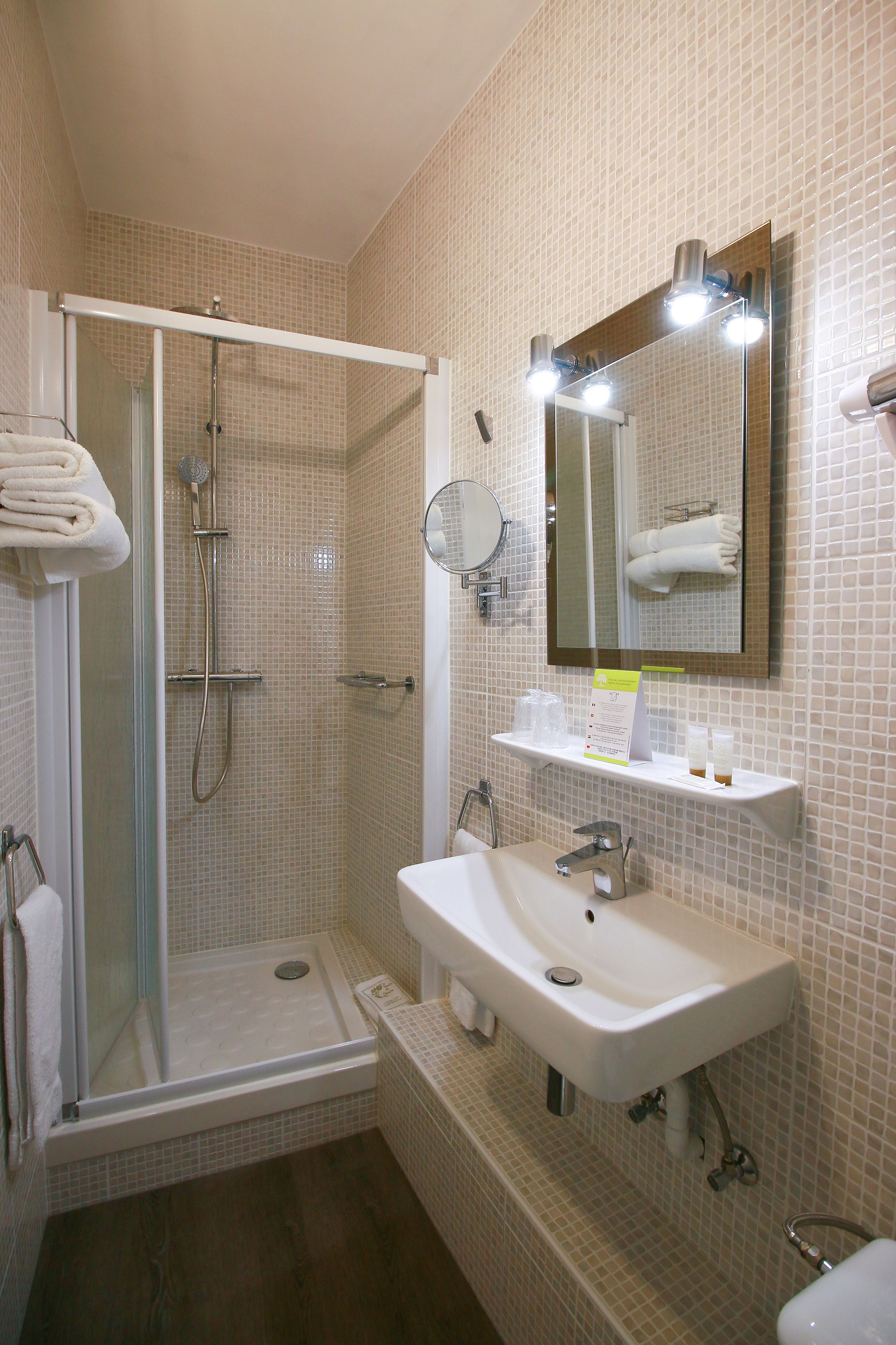 free toiletries, hair dryer, towels