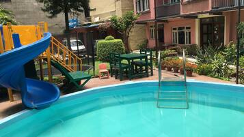 Outdoor pool, sun loungers