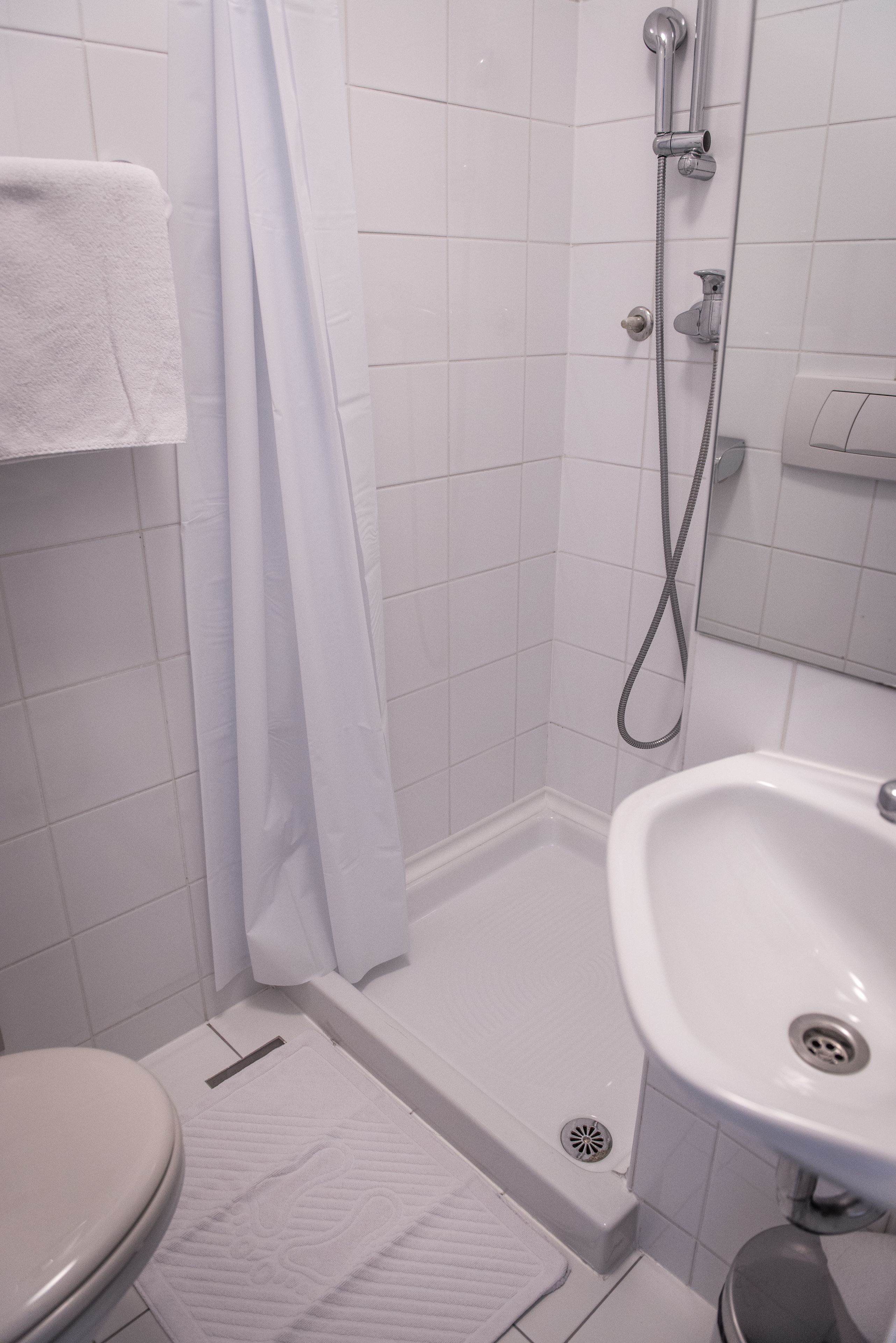economy single room | bathroom | shower, free toiletries, hair dryer, towels