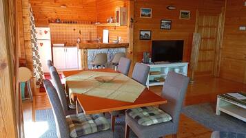 Family Chalet | Private kitchen | Fridge, coffee/tea maker, electric kettle, toaster