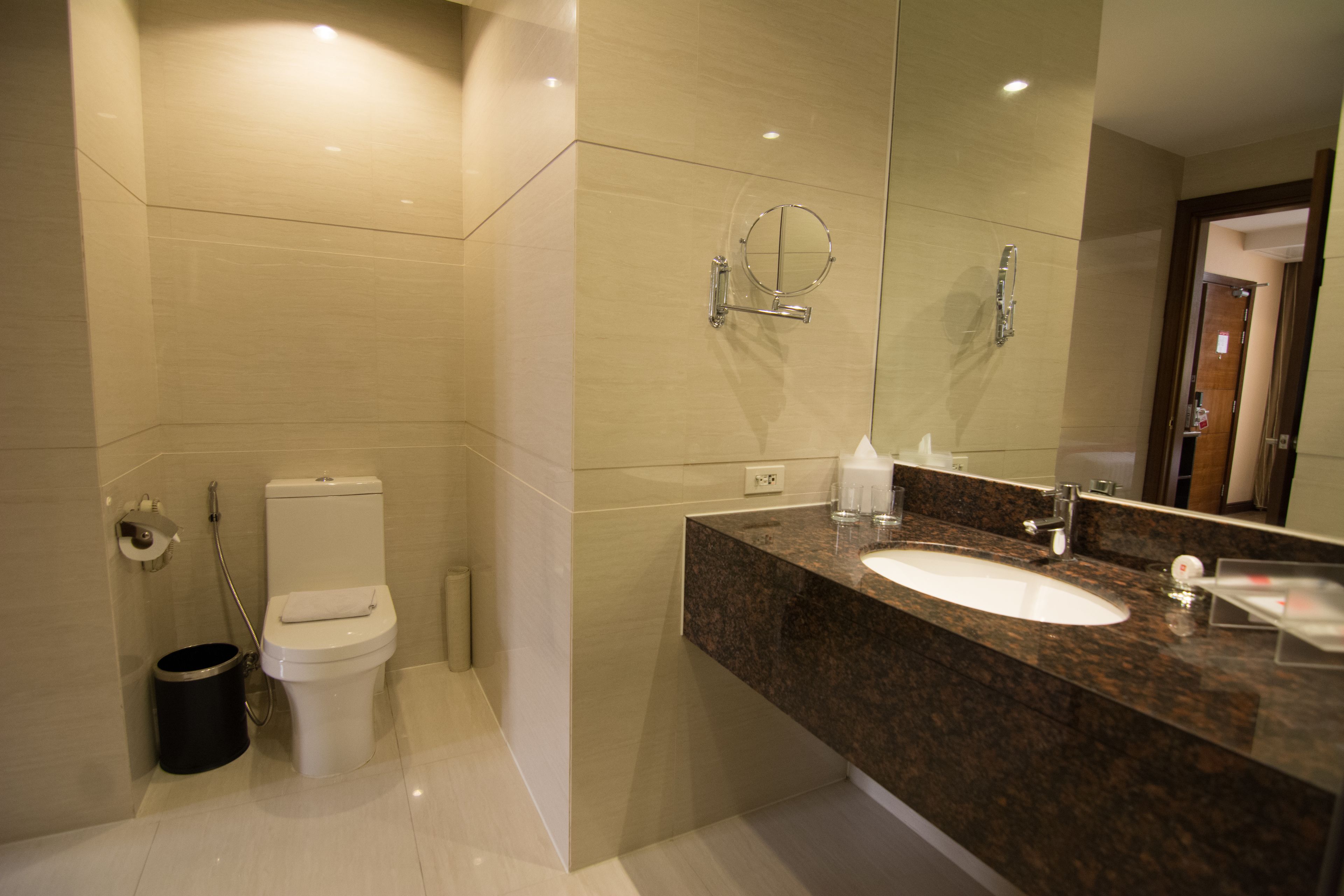 free toiletries, hair dryer, bathrobes, slippers