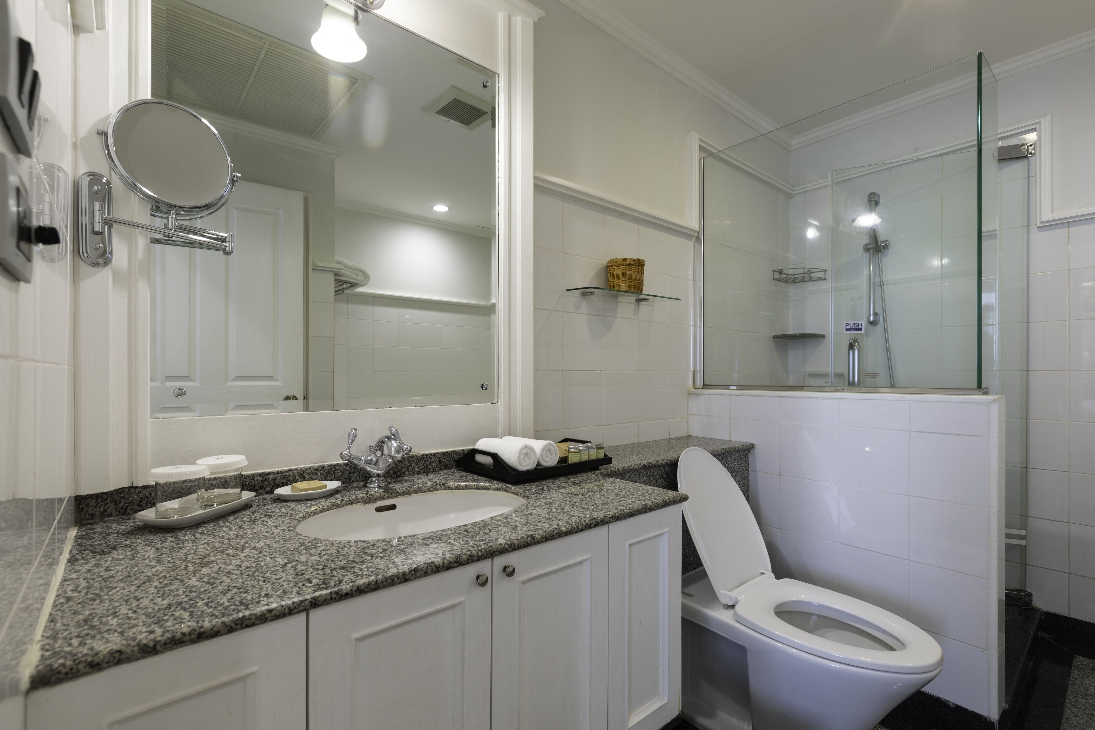 one bedroom suite with free executive lounge | bathroom | separate bathtub and shower, free toiletries, hair dryer, bathrobes