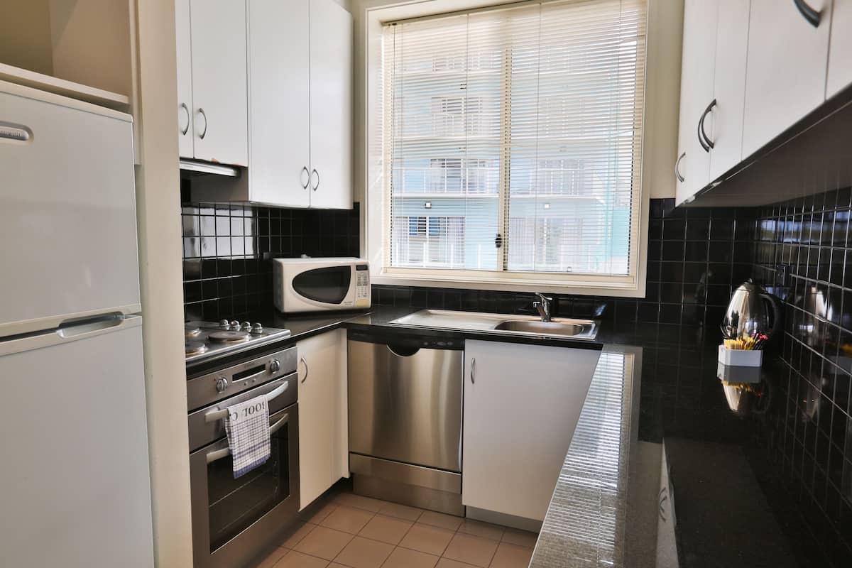 fridge, electric kettle, toaster, high chair