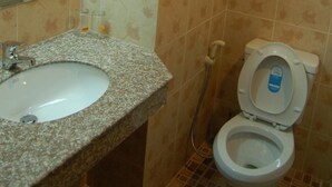 Un baño con lavabo, espejo, inodoro y ducha.