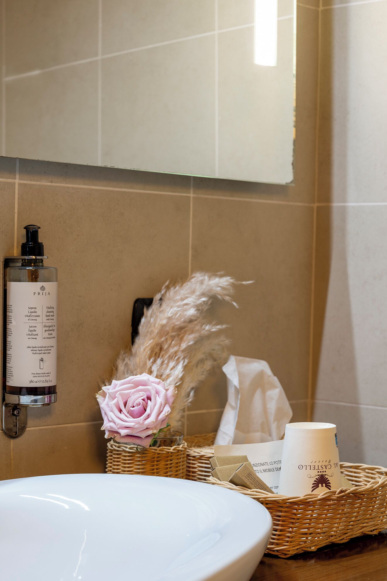 deluxe room | bathroom | combined shower/bathtub, rainfall showerhead, designer toiletries
