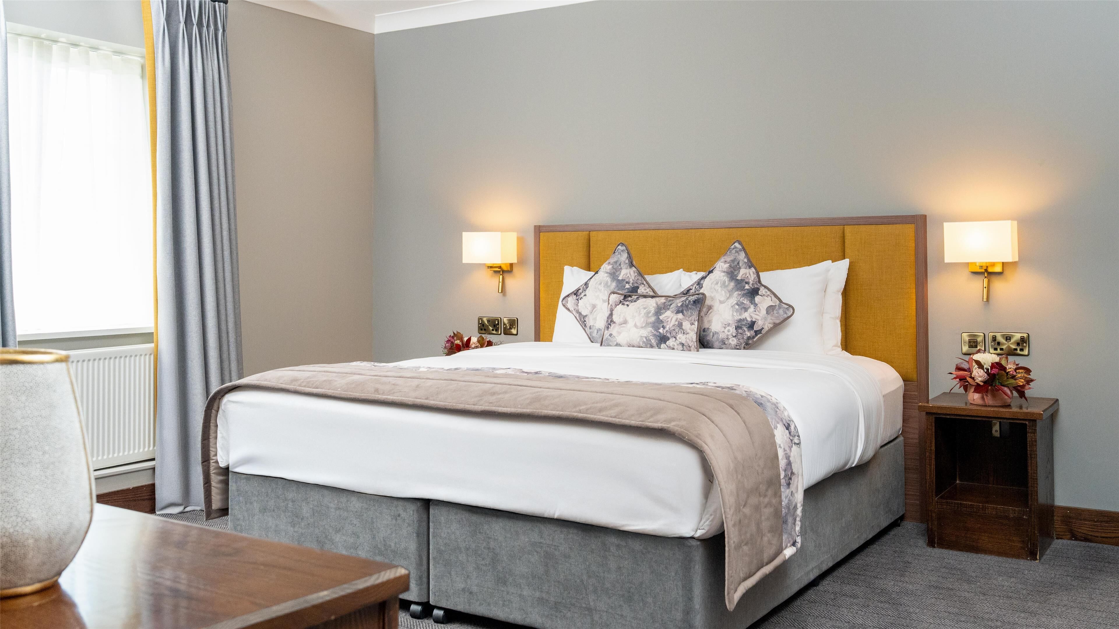 1 bedroom, desk, blackout curtains, iron/ironing board