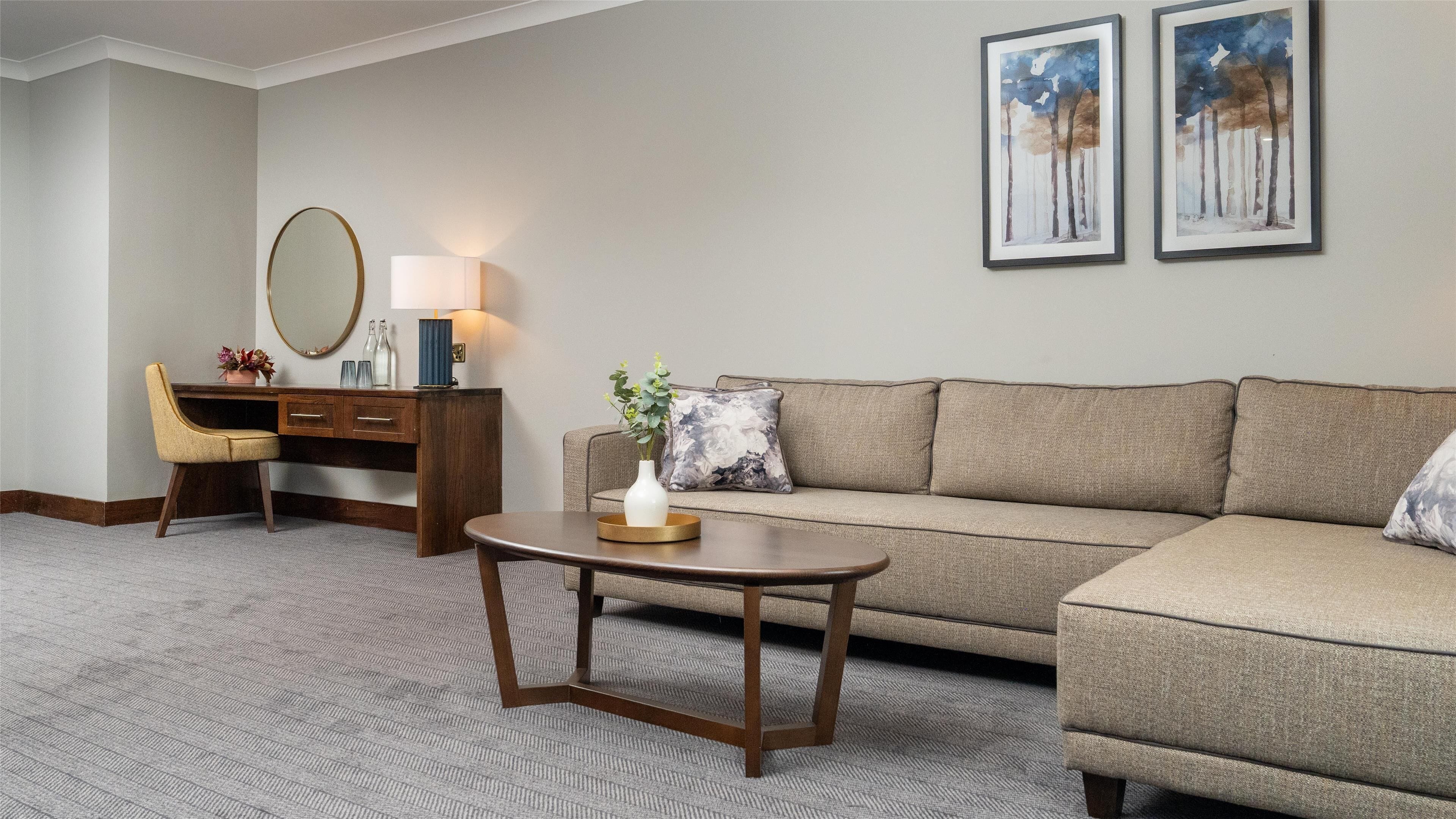 1 bedroom, desk, blackout curtains, iron/ironing board