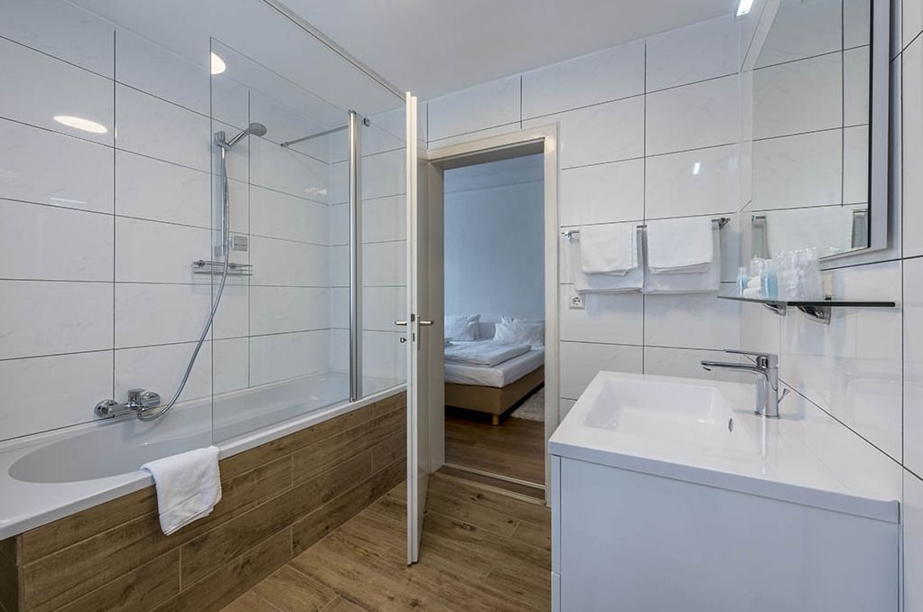 triple room | bathroom | hair dryer, towels