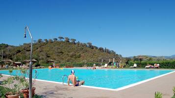 Piscina all'aperto, lettini
