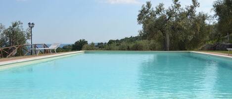 Piscina all'aperto, lettini