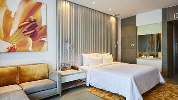 Egyptian cotton sheets, premium bedding, down duvets, in-room safe