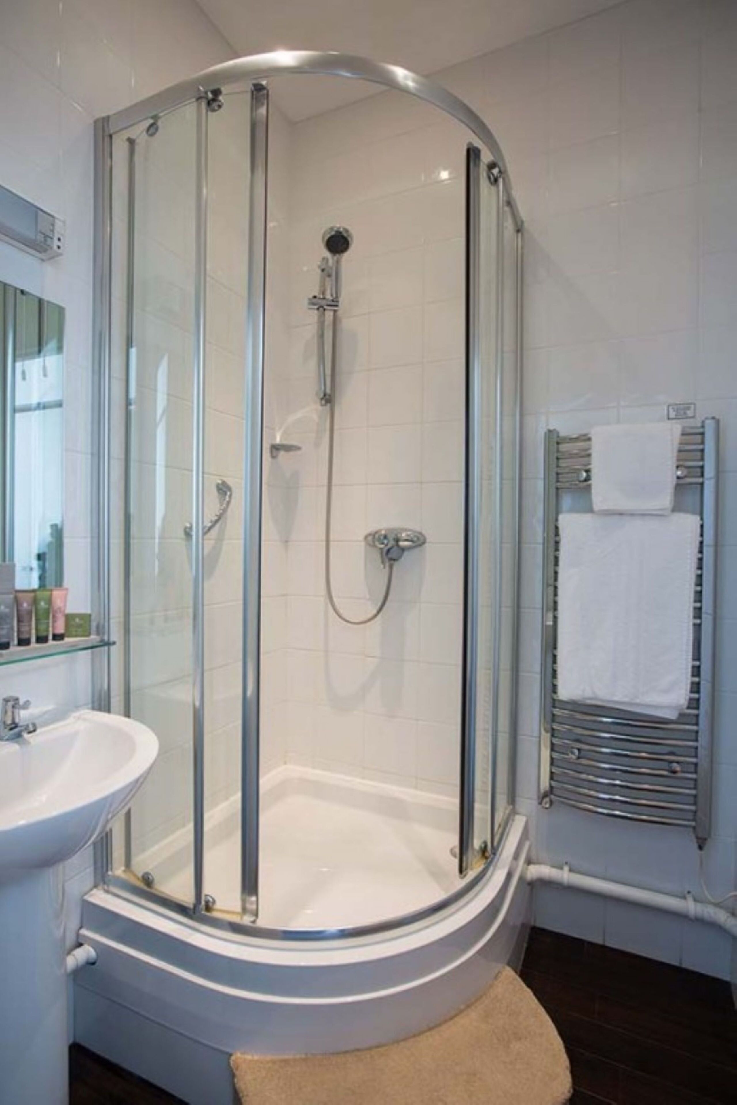 free toiletries, hair dryer, towels