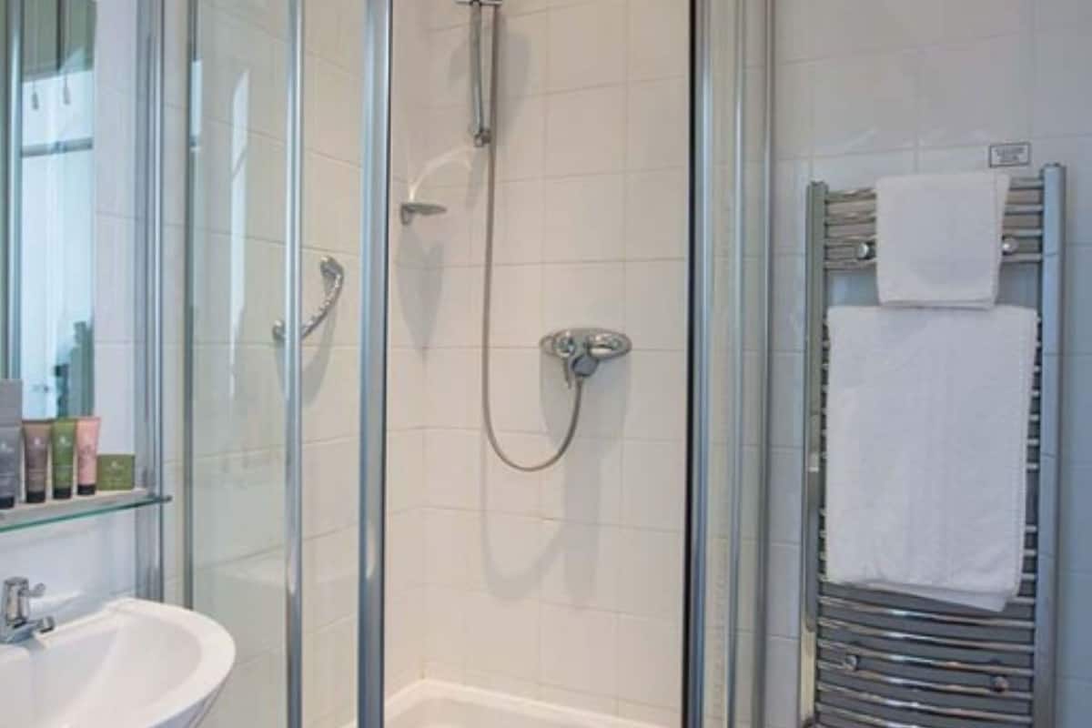 free toiletries, hair dryer, towels