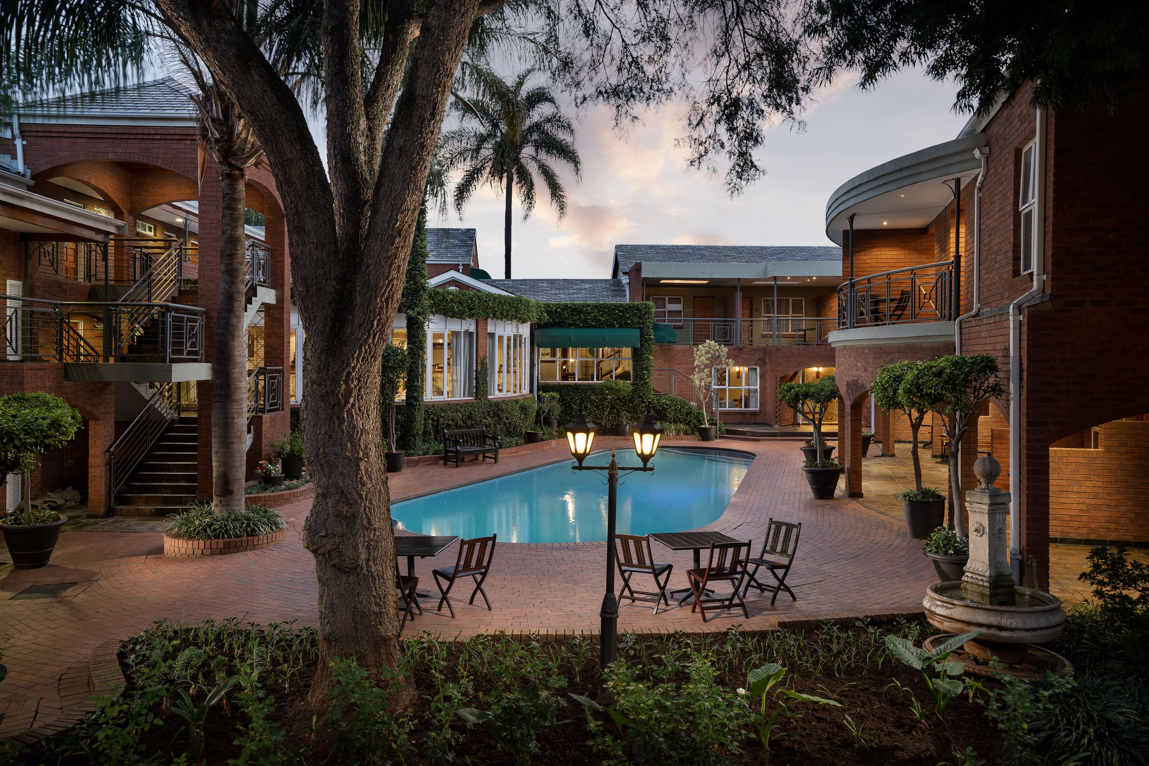outdoor pool, pool umbrellas