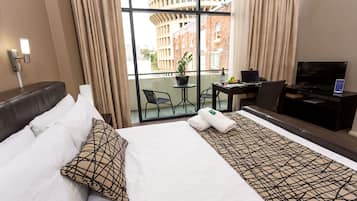 Balcony Room | 1 bedroom, desk, blackout curtains, iron/ironing board