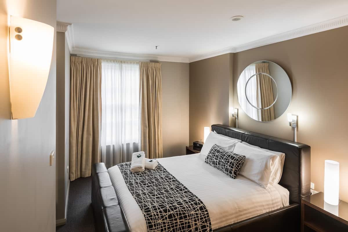 desk, blackout curtains, iron/ironing board, free wifi