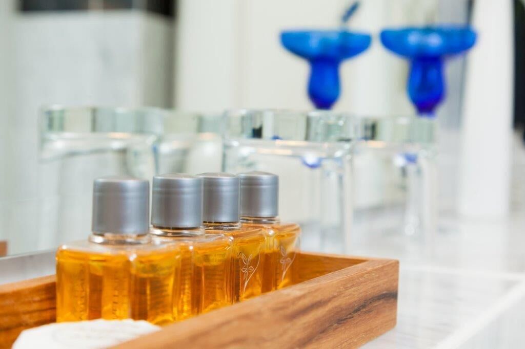 free toiletries, hair dryer, bathrobes, towels