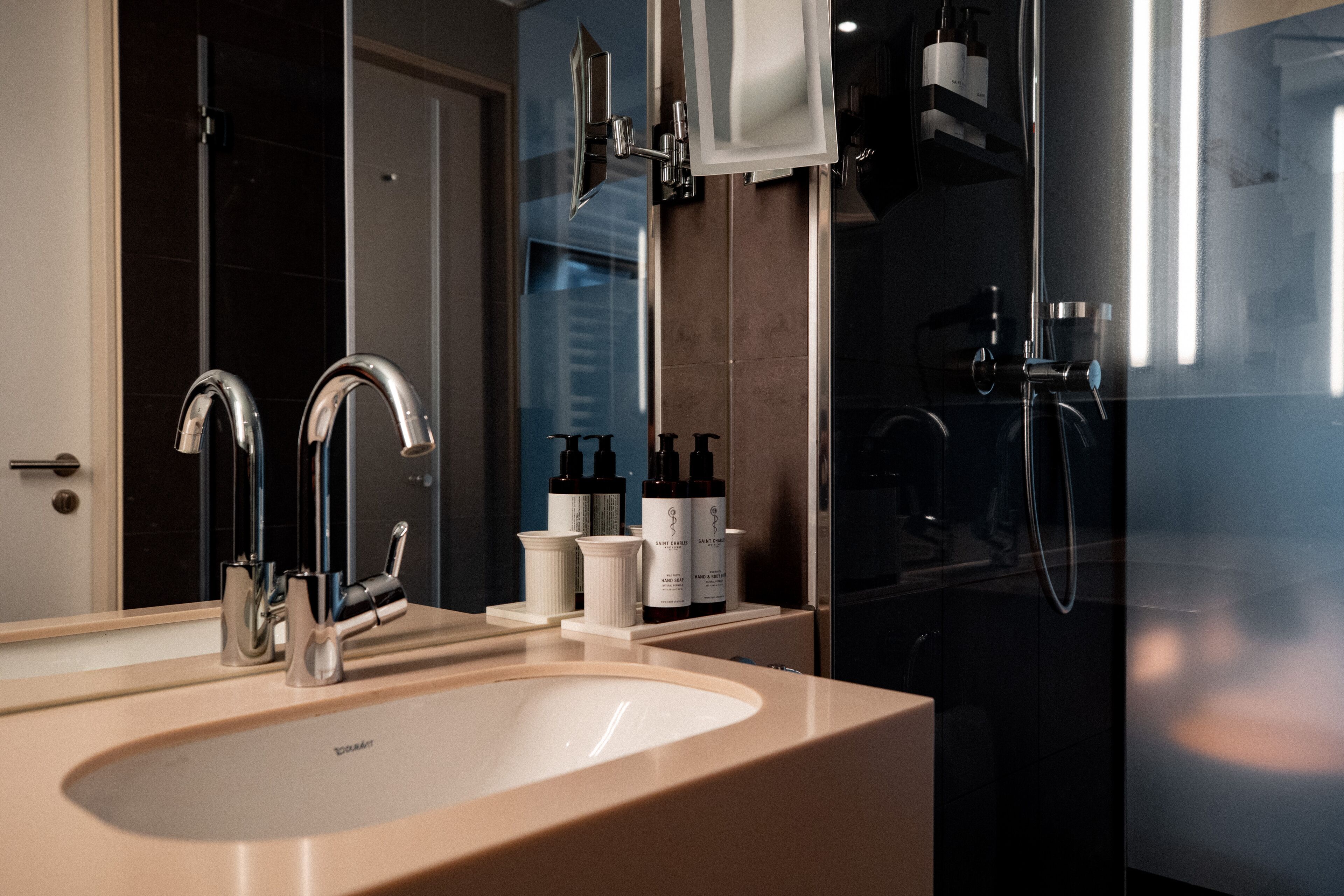 free toiletries, hair dryer, bathrobes, towels