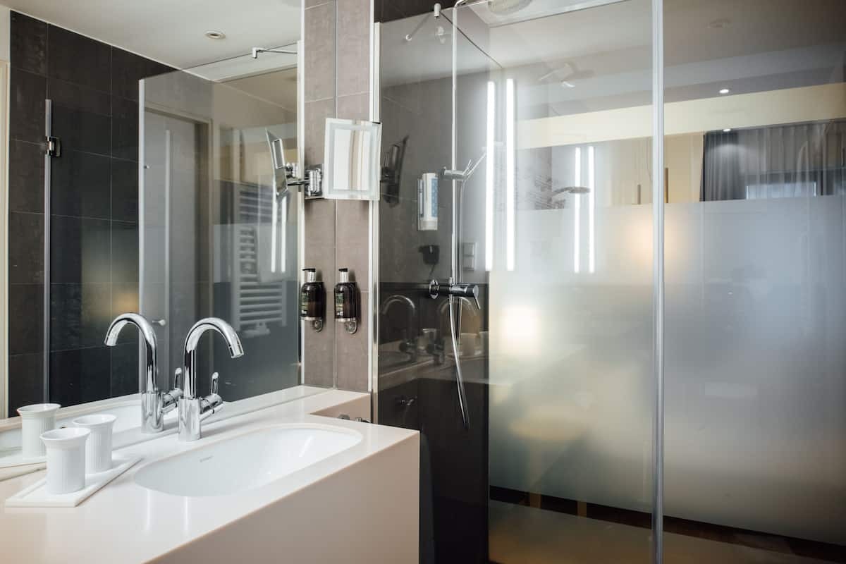 free toiletries, hair dryer, bathrobes, towels