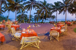 Breakfast, lunch, dinner served; beach views