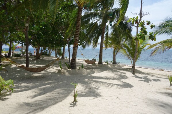 Accommodatie ligt op het strand, massage op het strand, duiken
