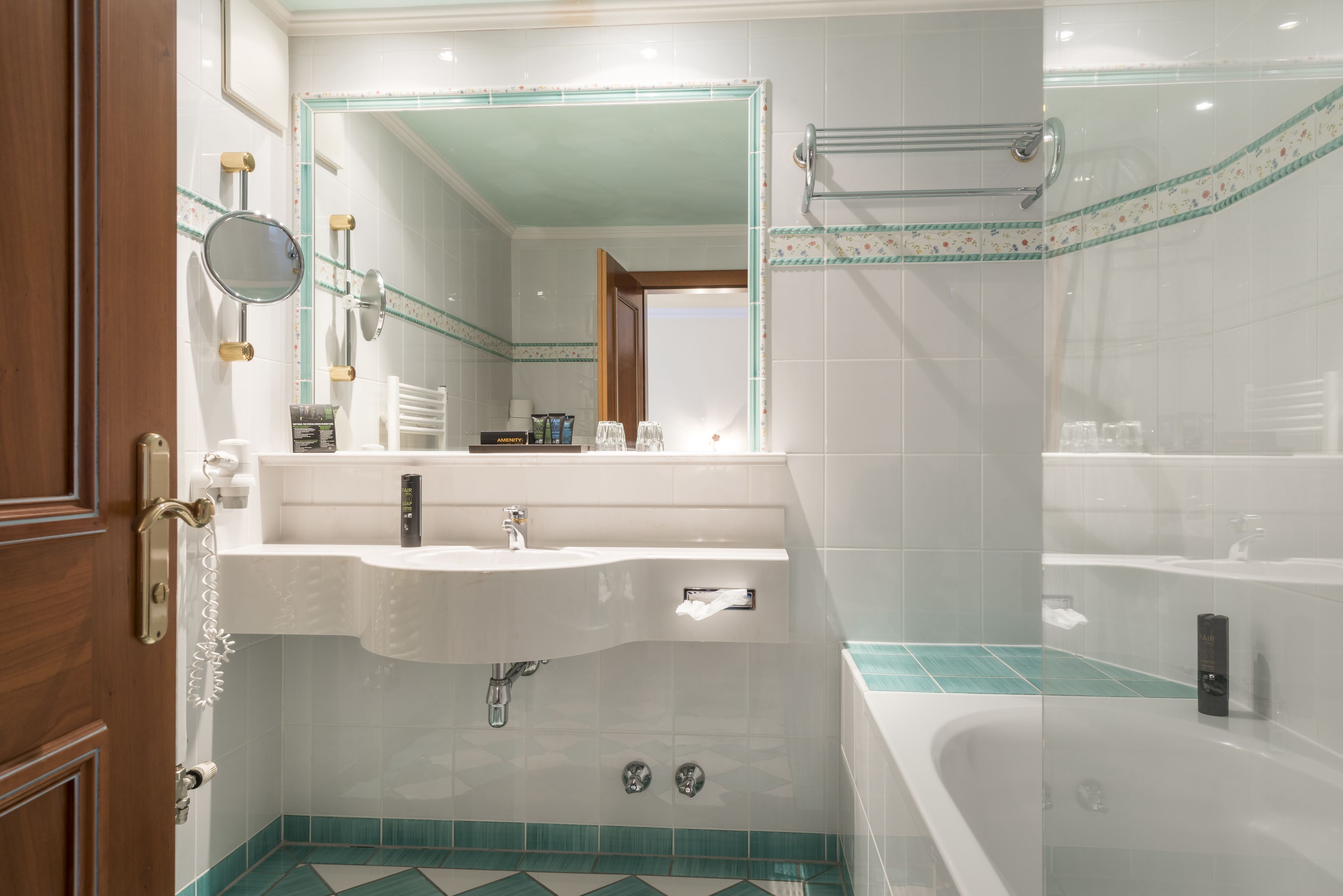 free toiletries, hair dryer, bathrobes, slippers