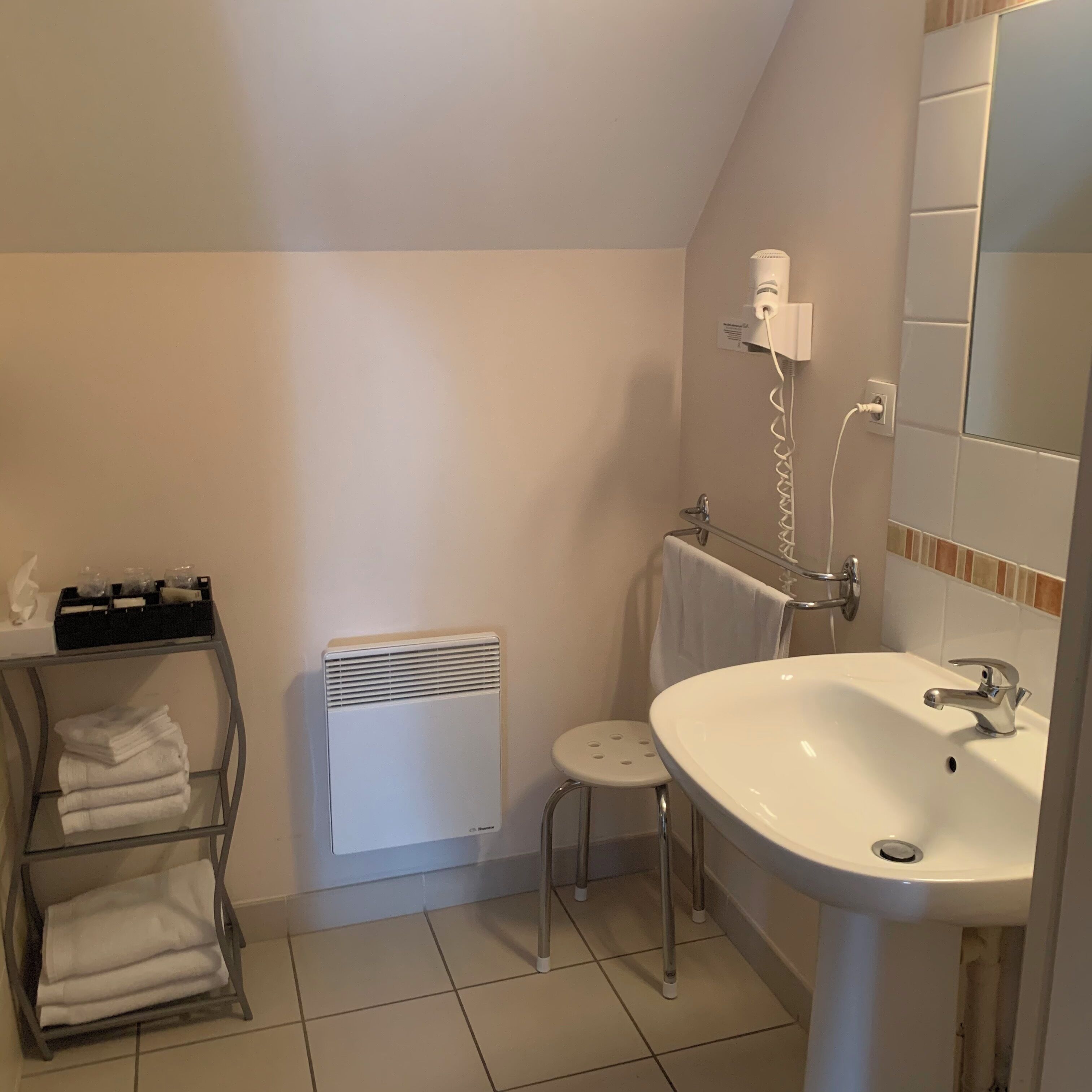 double room | bathroom | rainfall showerhead, free toiletries, hair dryer, towels