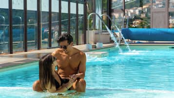 Seasonal outdoor pool, open 10:00 AM to 7:00 PM, pool loungers