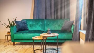 Suite monolocale (Basement) | Copriletto in piuma, ferro/asse da stiro, Wi-Fi gratuito, lenzuola