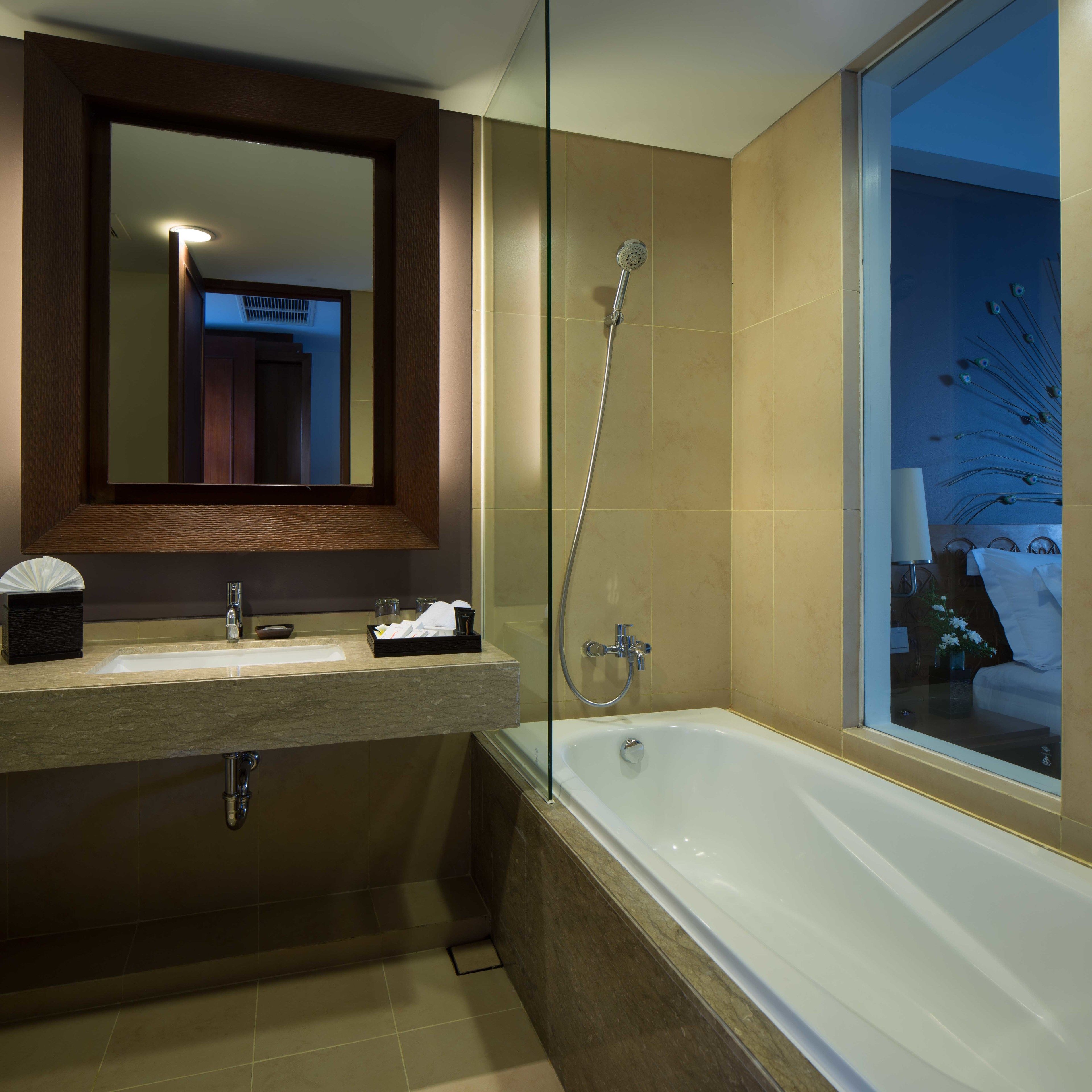 deluxe room, pool access (deluxe room, pool access) | bathroom | shower, rainfall showerhead, free toiletries, hair dryer