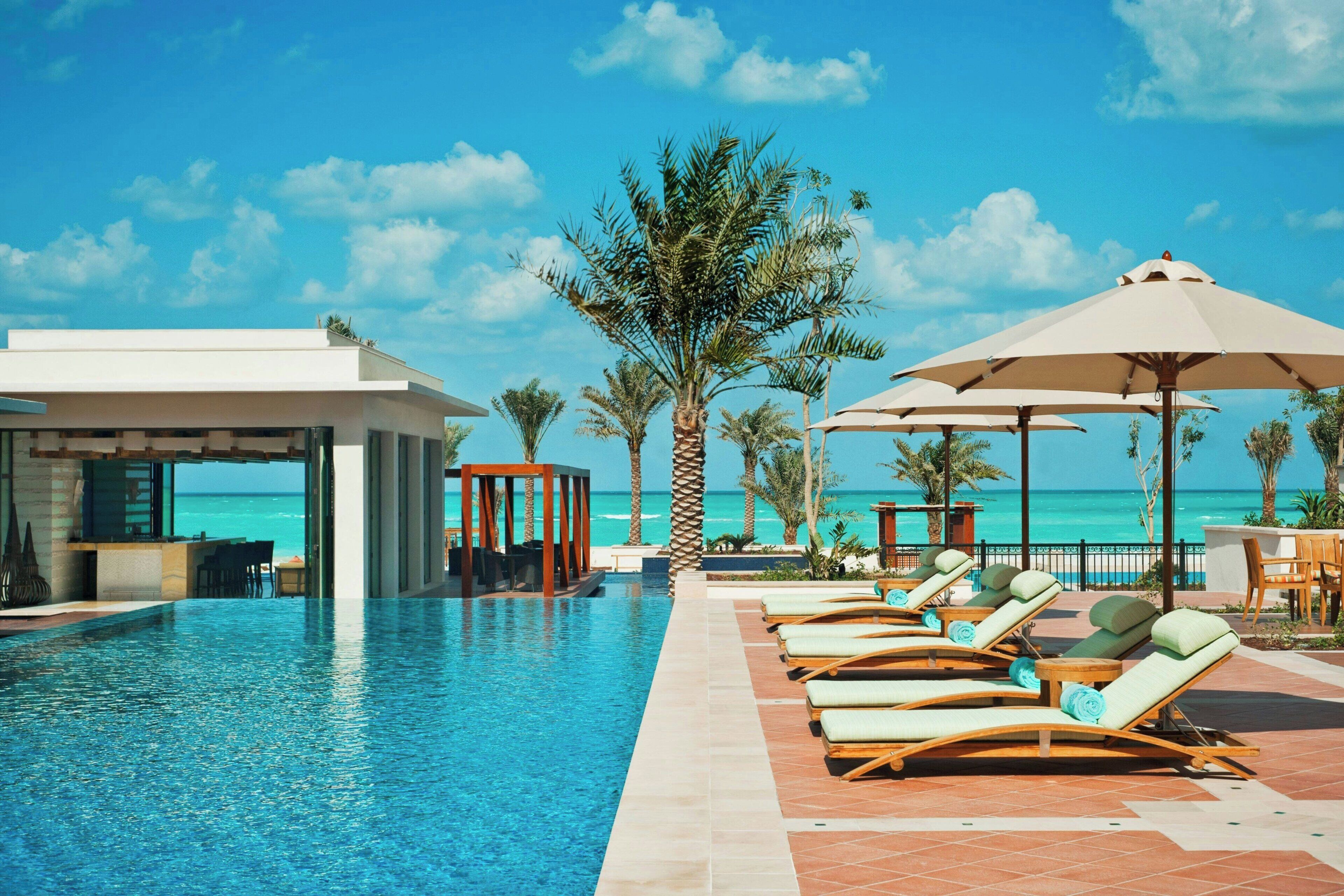 indoor pool, 3 outdoor pools, pool loungers