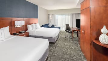 Premium bedding, desk, blackout curtains, iron/ironing board