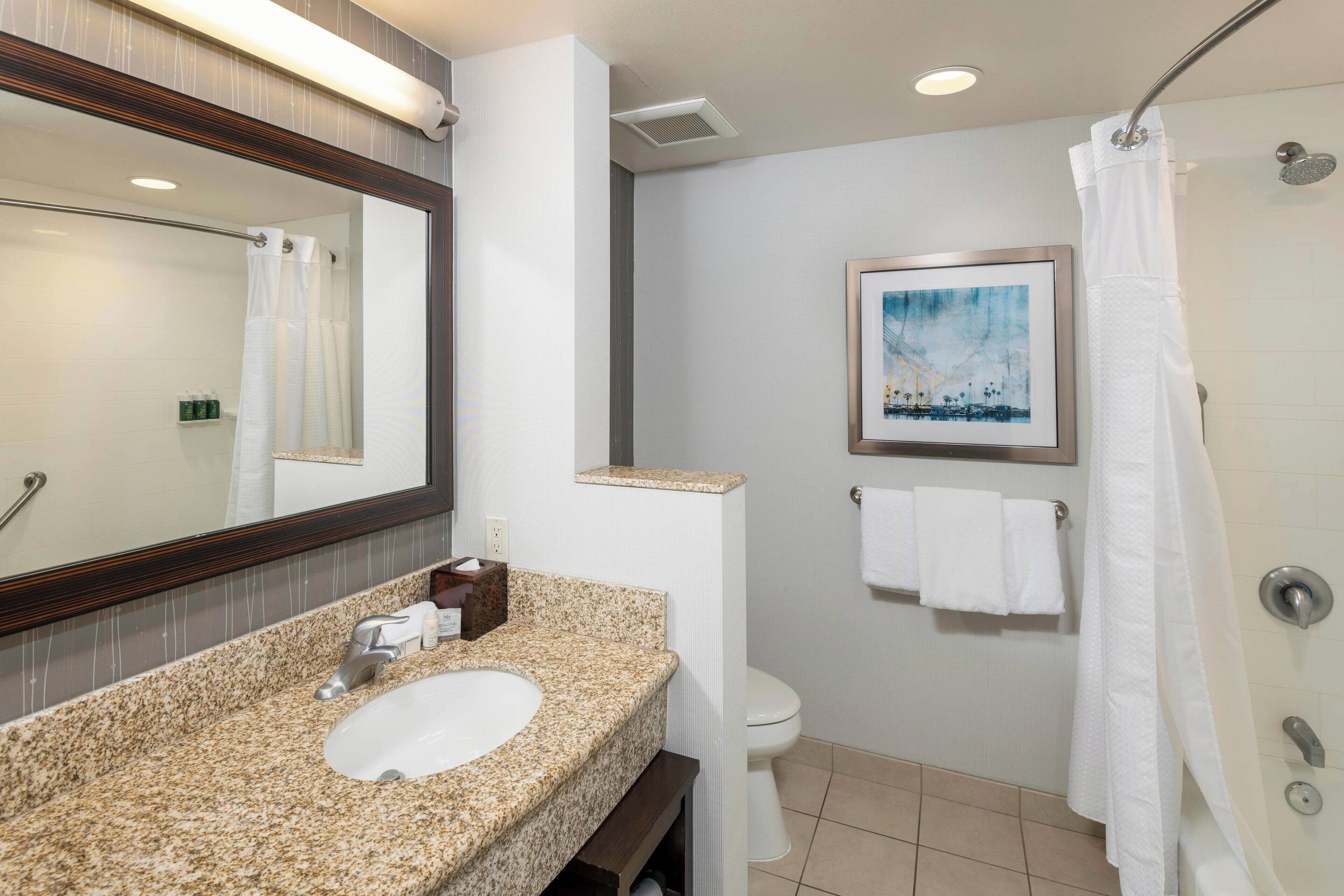 free toiletries, hair dryer, towels