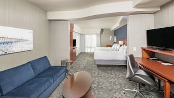 Premium bedding, desk, blackout curtains, iron/ironing board