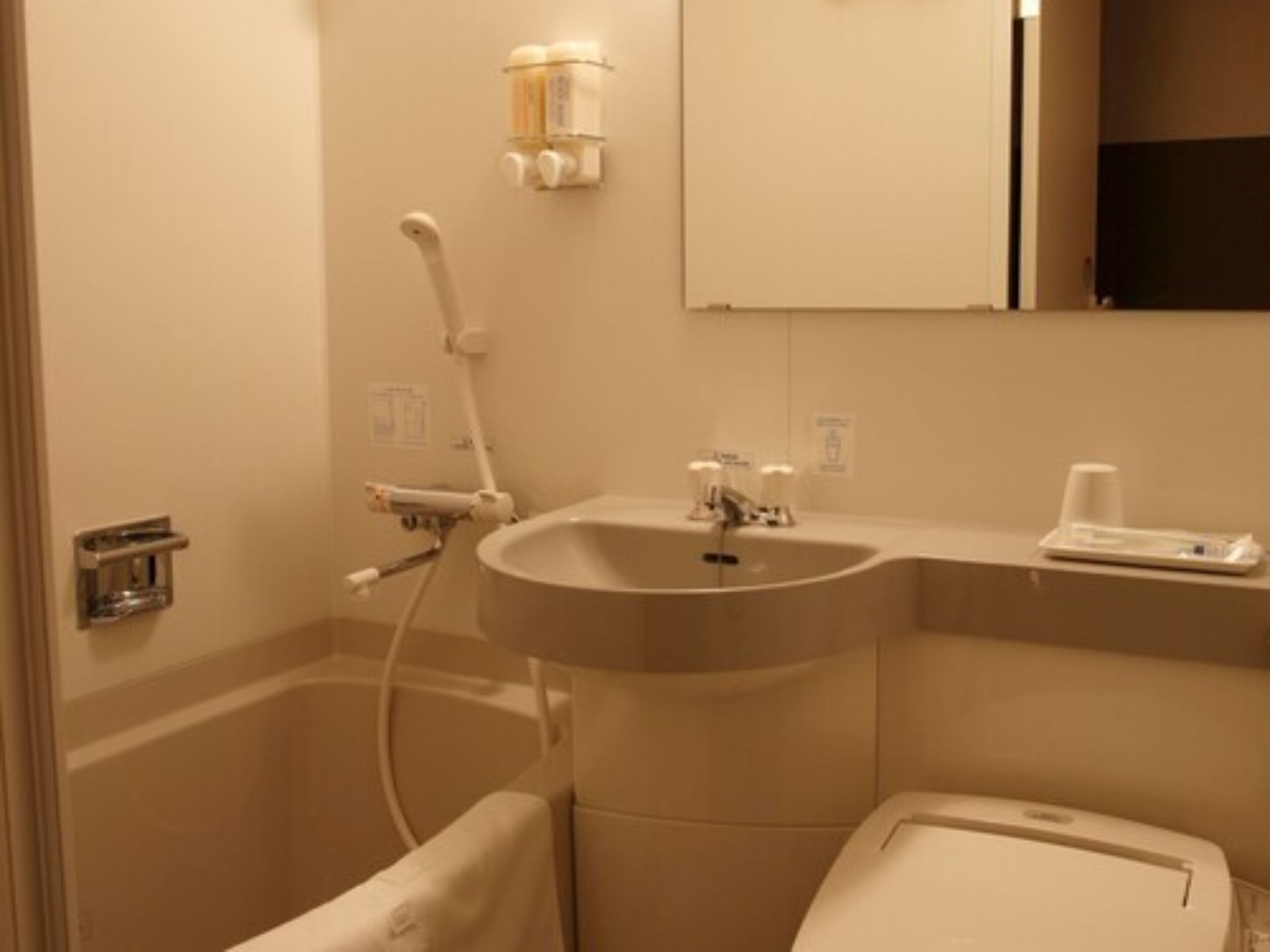 A bathroom with a sink, mirror, and toilet.