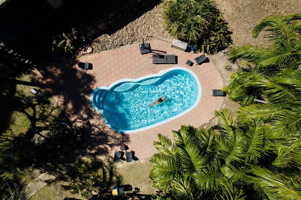 Outdoor pool, sun loungers