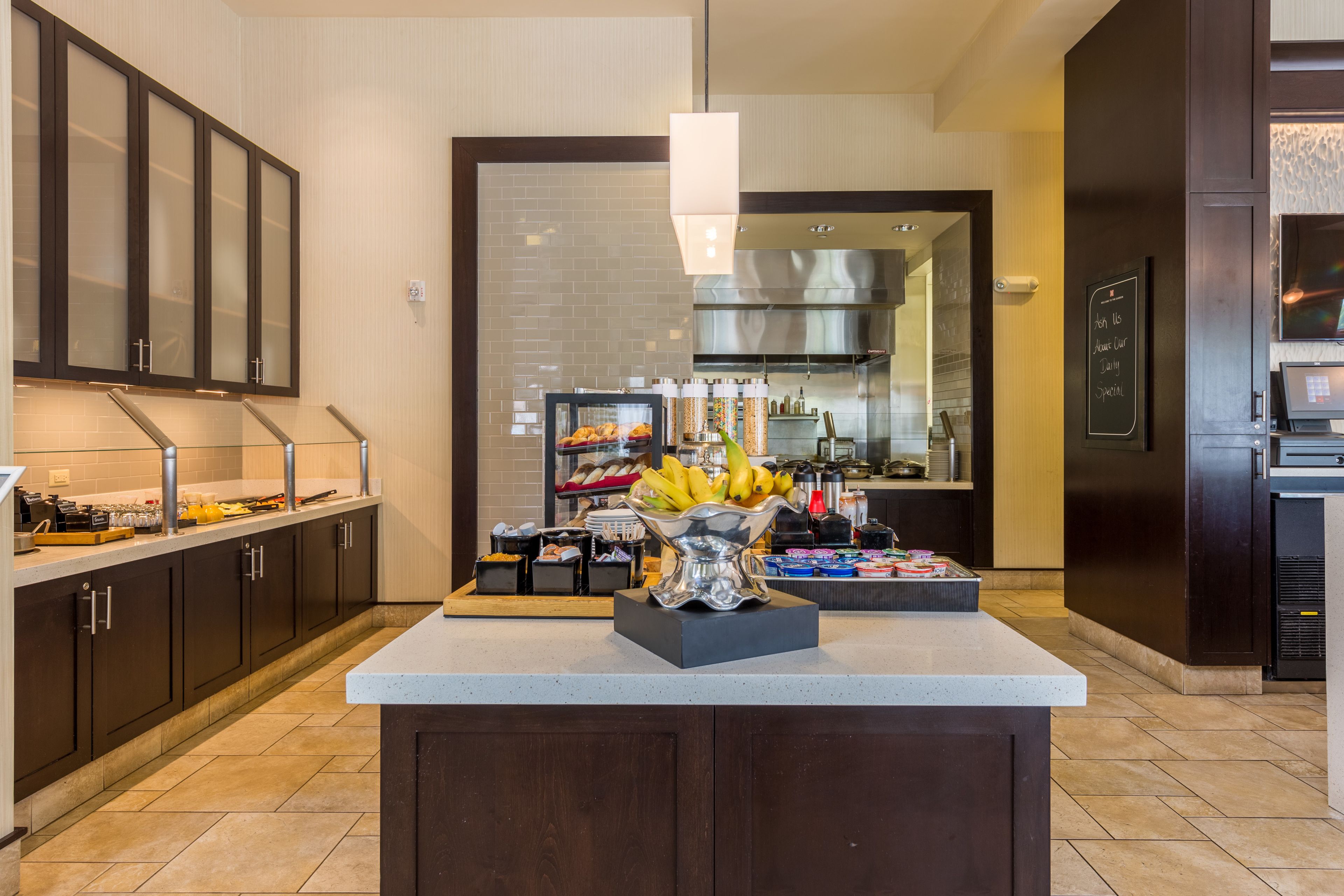 dinner served, garden views