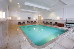 Indoor pool, open 6:00 AM to 10:00 PM, pool loungers