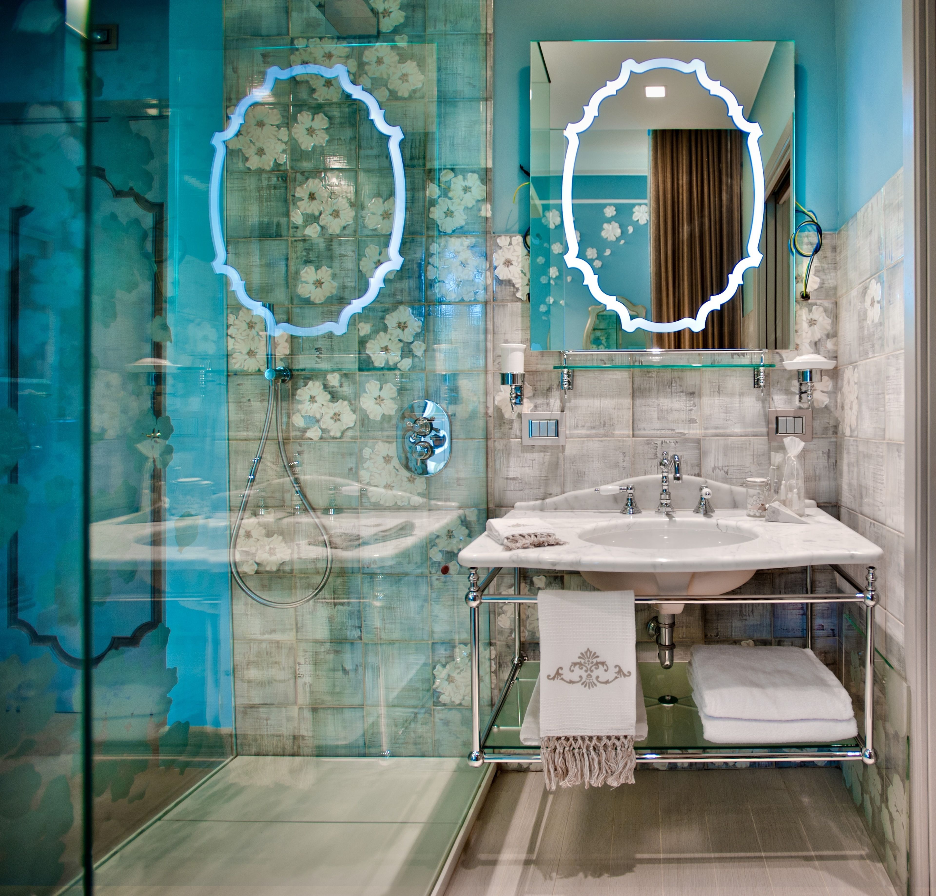 rainfall showerhead, free toiletries, hair dryer, bathrobes