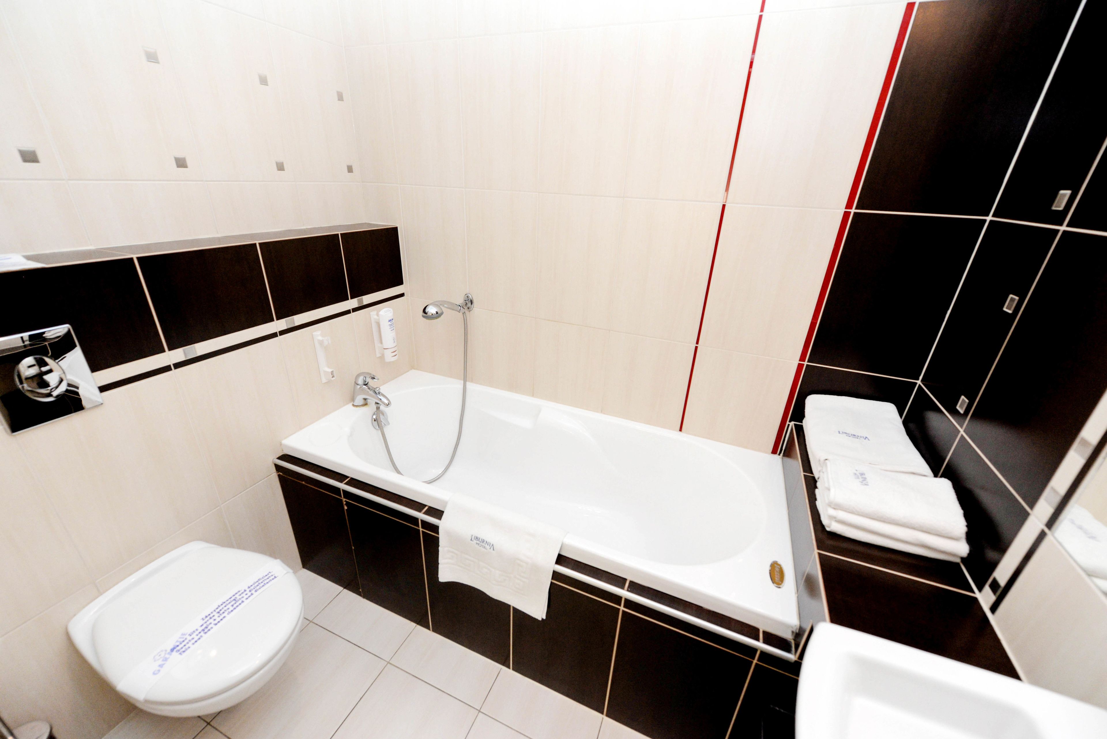 free toiletries, hair dryer, towels