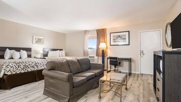 Junior Suite, 2 Queen Beds, Non Smoking | Desk, laptop workspace, free WiFi, bed sheets