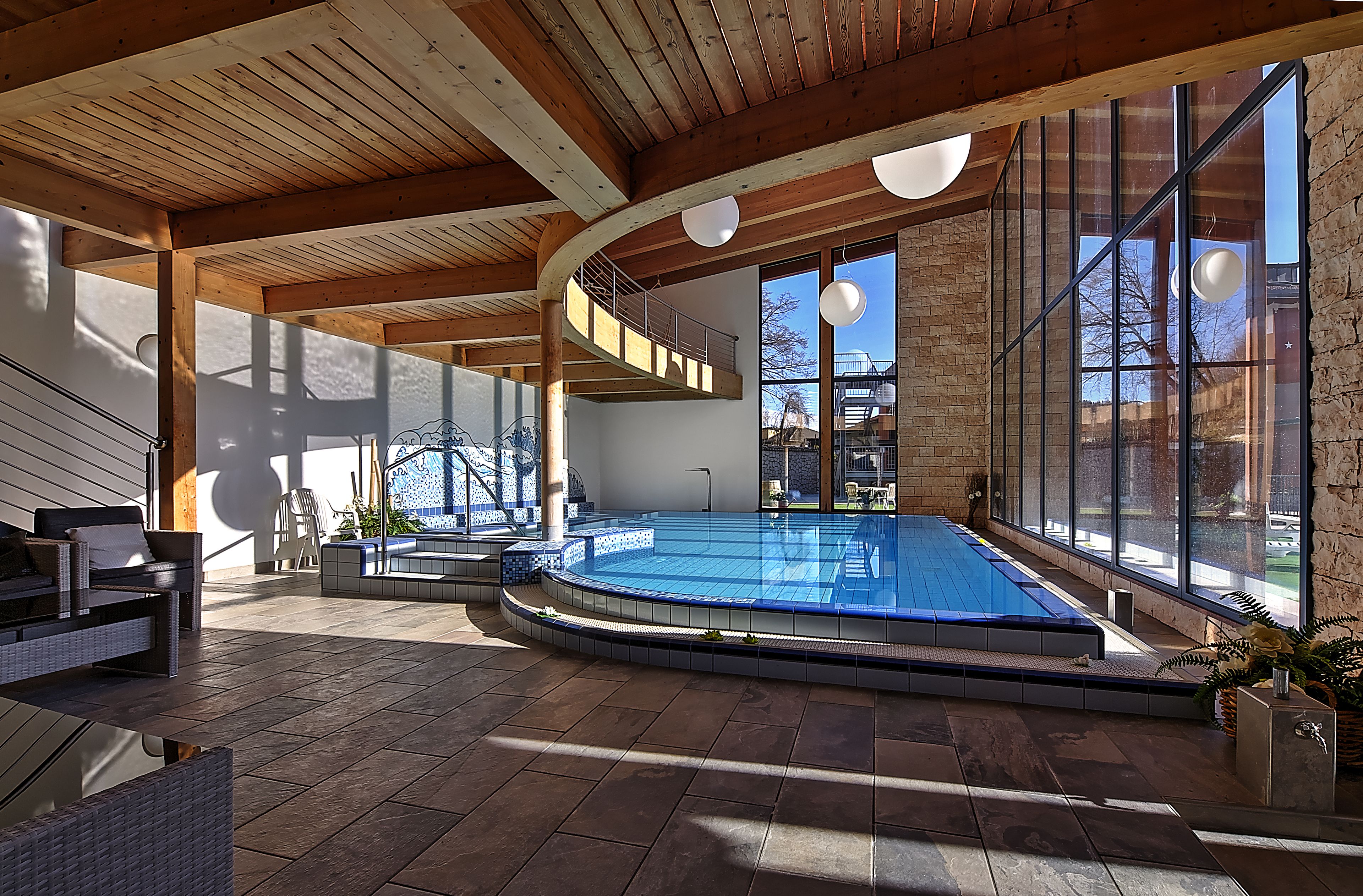 indoor pool, open 2:00 pm to 8:00 pm, pool loungers